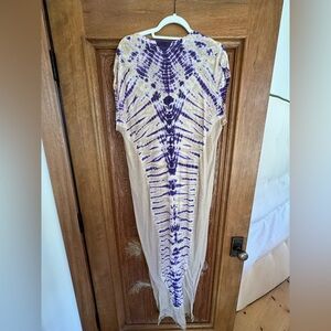 Raquel Allegra Purple and Cream Maxi Dress